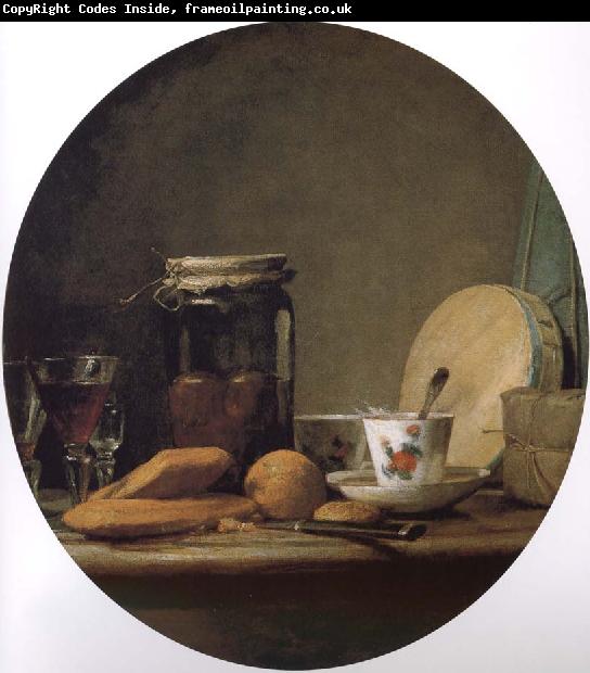 Jean Baptiste Simeon Chardin Equipped with a jar of apricot glass knife still life, etc.